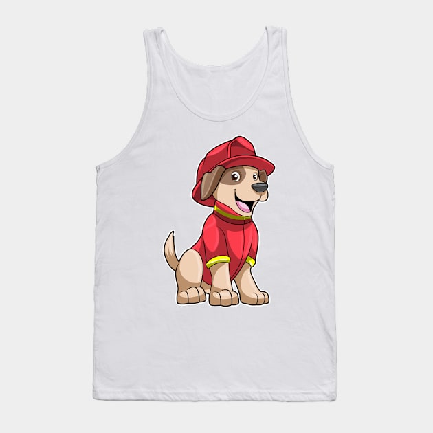 Dog as Firefighter with Fire helmet Tank Top by Markus Schnabel